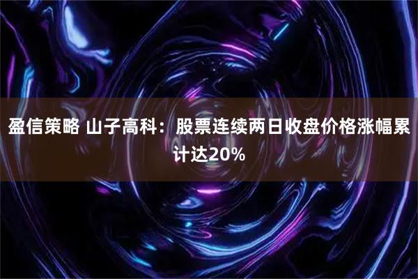 盈信策略 山子高科：股票连续两日收盘价格涨幅累计达20%